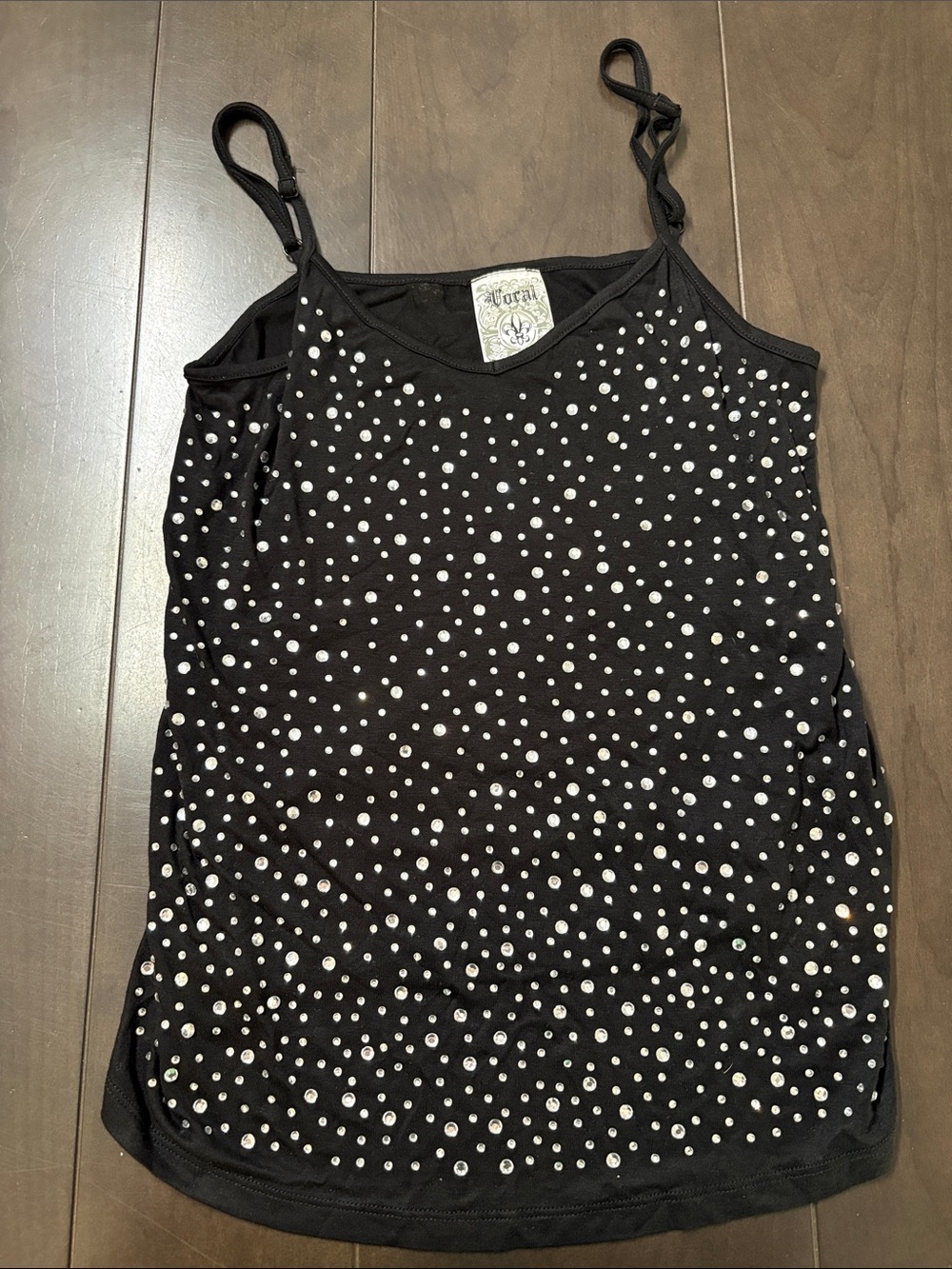 Vocal Black Studded Camisole Tank with Silver Accents